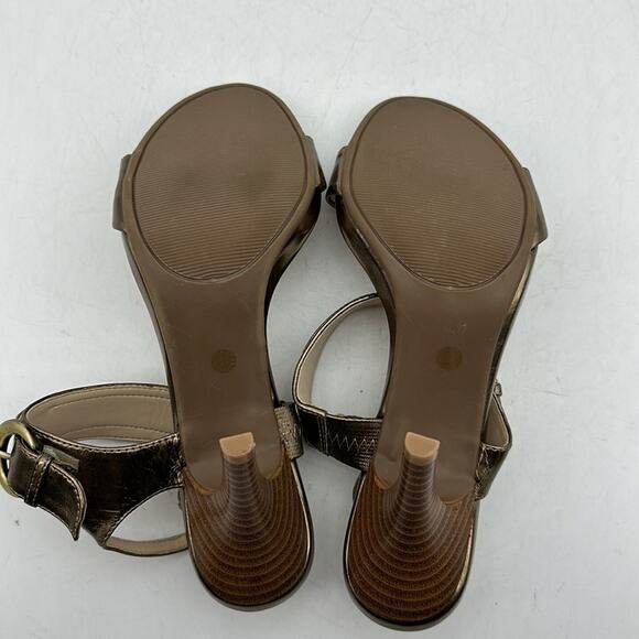 LIZ CLAIBORNE Metallic Gold Open Toe Slingback High Heel Pump‎ Shoes Size 6.5 - Picture 8 of 9